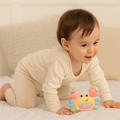 Hochet bébé colore jaune 