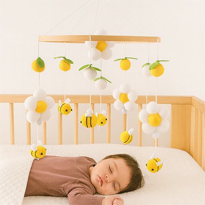Mobile bébé fleur avec abeille jaune