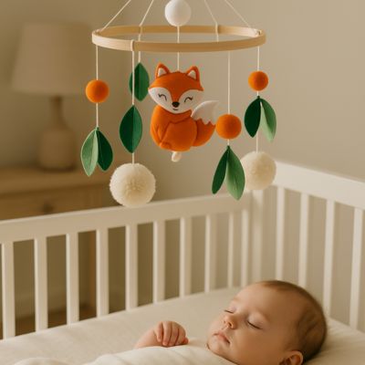 mobile bebe avec un petit renard pour veiller sur ses reves