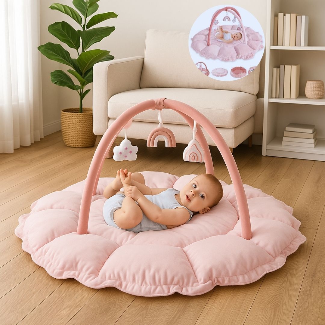 tapis d eveil bebe rose doux