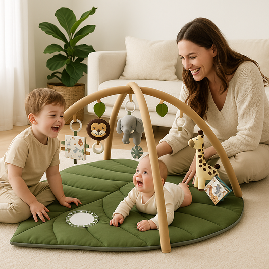 tapis deveil bebe vert dans salon