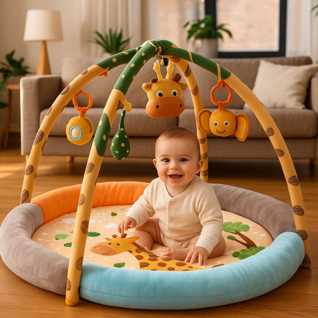 tapisd eveil bebe multicolor qui sourit