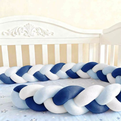 tour de lit tresse bleu blanc
