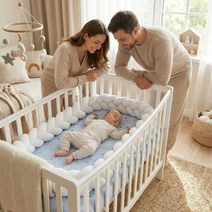 tour de lit tresse protege efficacement bebe