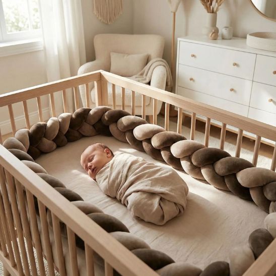 tour de lit tresse rembourrage moelleux